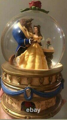 Vintage Disney Store LARGE Beauty and The Beast Snow Globe Music Box 6 globe