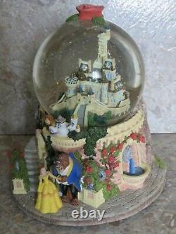 Vintage Walt Disney Beauty and the Beast Castle Musical Theme Song Snow Globe