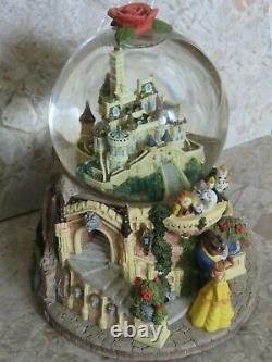 Vintage Walt Disney Beauty and the Beast Castle Musical Theme Song Snow Globe