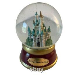 Vintage Walt Disney World Musical Snow Globe Castle Music Box with Plaque Disney
