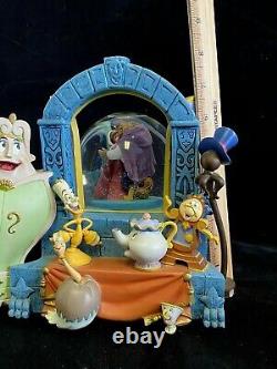 Vtg 91 Disney Store Beauty & The Beast Snow Globe Musical Lumiere VIDEO BELOW