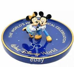 Walt Disney World 50th Anniversary Ornament Snow Globe accessories Stand Set