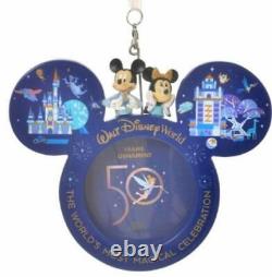 Walt Disney World 50th Anniversary Ornament Snow Globe accessories Stand Set