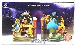 Wonderful World of Disney Snow Globe Bookends Musical Mickey, Cinderella & More