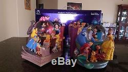World of Disney Through The Years Vol I 1 & II 2 Bookend Snowglobe Musical